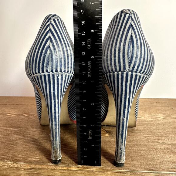 Gianni Bini Chunky Platform Ultra High Heels SZ 7 Nautical Striped Star  Retro - Picture 8 of 10